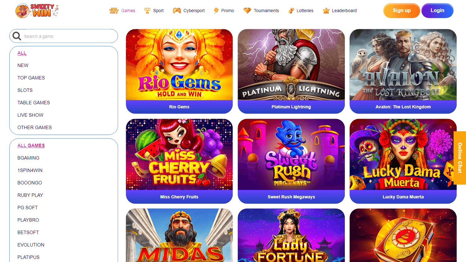 Sweety Win Casino Desktop screenshot