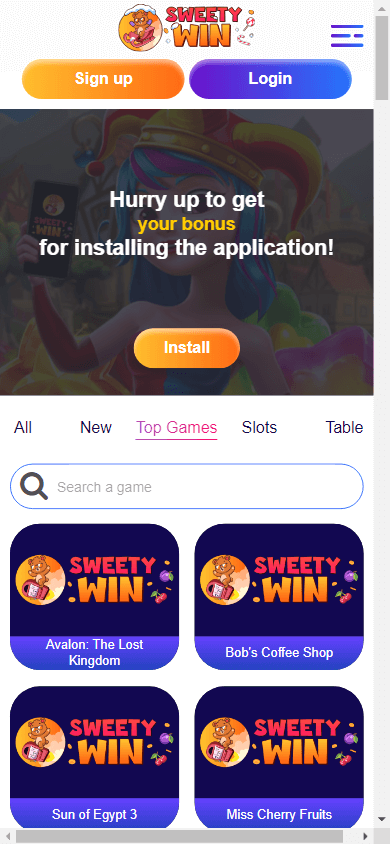 Sweety Win Casino Mobile screenshot